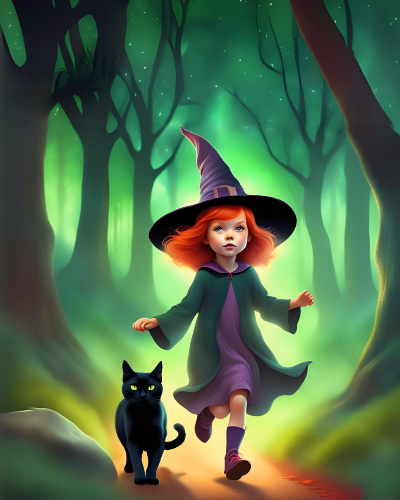 June Bug and her cat Jetta in the Whispering Woods